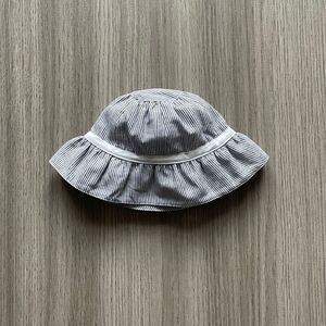 NWT Janie and Jack Striped Linen Blend Bow Bucket Hat Blue 0-3 Months